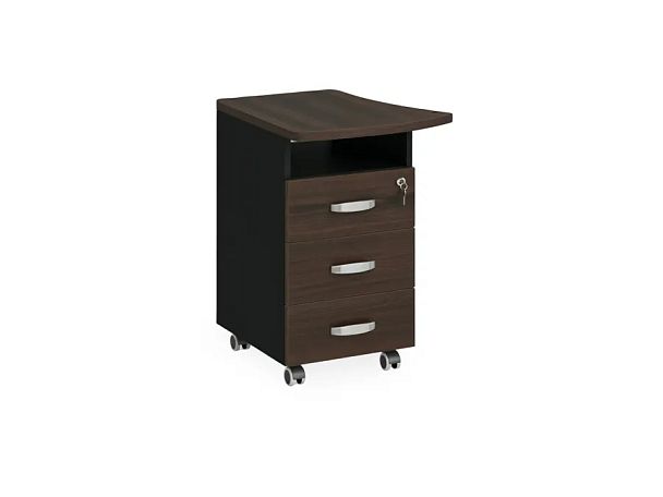 БЕРЛИН / BERLIN Тумба приставная левая 570х600х740 Венге/Черный - Вид 1