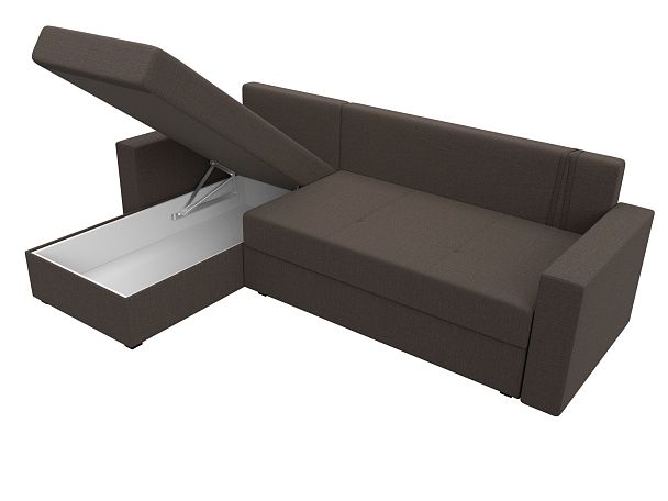 Диван угловой Верона Лайт левый угол Рогожка коричневый - Вид 9
