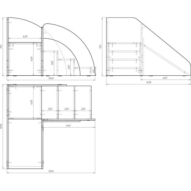 Стенка модульная Радуга, модуль 4, цветной фасад - Вид 2