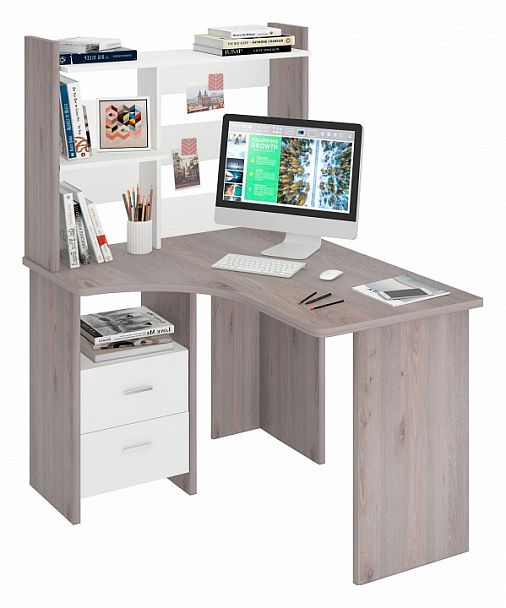 Стол компьютерный Домино Лайт СКЛ-Угл120+НКЛ-100 Белый/Нельсон левый - Вид 2