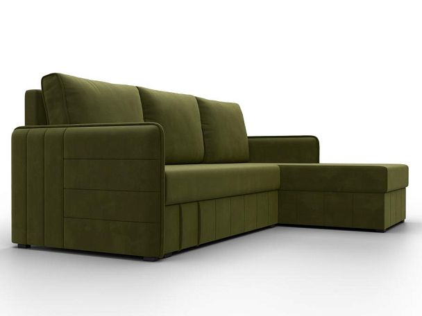 Диван угловой Слим угол универсальный Микровельвет зеленый - Вид 3