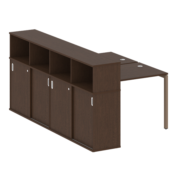 Metal System Quattro Р. ст. с шкафом-купе на П-образном м/к 40БП.РС-СШК-4.1 Т Венге/Мокко металл 1410*2332*1098 - Вид 1