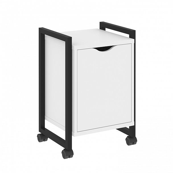 Тумба на колесах "Loft" VR.L-T2.K белый бриллиант/черный - Вид 1