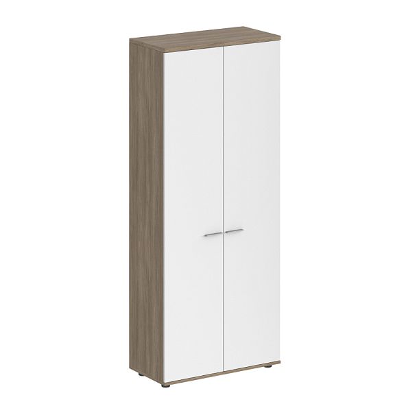 Шкаф высокий Sigma 800х400х1955, 2-х дв., з.ст HDF / корпус: дуб светлый; фасады: белый - Вид 1