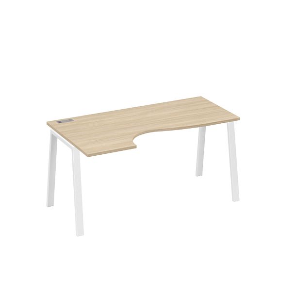 Стол эргономичный левый "Классика" на металлокаркасе TRE A4 А4 Б3 045 БП дуб скандинавский / металлокаркас белый - Вид 1