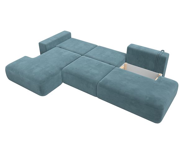 Диван угловой Лига-036 Модерн Лонг левый угол Велюр бирюзовый - Вид 9