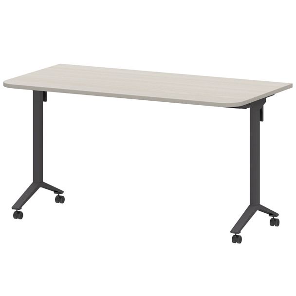 Стол мобильный складной радиусный МБ22-140.70Р Ясень шимо/Антрацит 1400x700x750 Моби - Вид 1