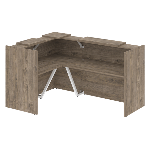 Ресепшн Г-образный "Onix" O.R-K-23 тиквуд темный/белый - Вид 1