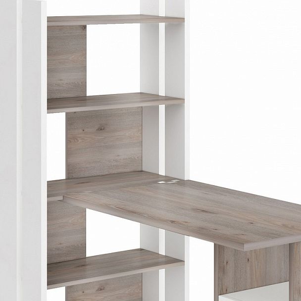 Стол компьютерный Домино Лайт СТЛ-ОВ+С120Прям+ТЯЛ Белый/Нельсон - Вид 4