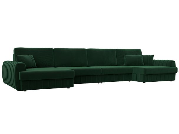 Диван П-образный Лига-057 НПБ Лонг Велюр зеленый - Вид 1