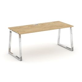 Style Project Direct Lux Стол письменный M-SN-6T1.SR-016.M Тиквуд Светлый/Нержавеющая Сталь/Хром 1980*700*750 - Фото предпросмотра