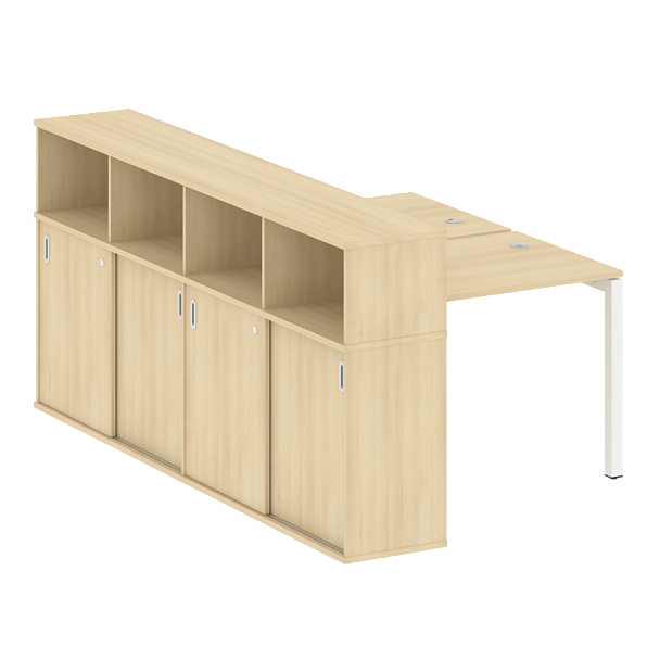 Metal System Quattro Р. ст. с шкафом-купе на П-образном м/к 50БП.РС-СШК-4.1 Т Акация/Белый металл 1410*2332*1098 - Вид 1