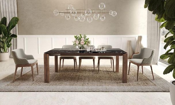 Стол раскладной Aron (180+40), керамика глянцевая черная - Вид 4