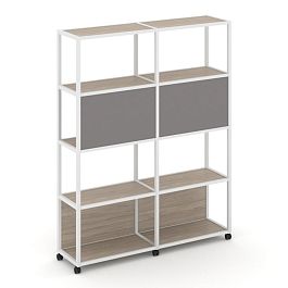 Shelf Mobile Стеллаж 5 уровней 2 секции VR.LT-STK-513.10 Дуб Аттик/Металл Белый/W-11 1970*400*2000 - Фото предпросмотра
