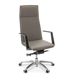 Кресло Соло кожа натуральная кожа с компаньоном / серая NL50 - Фото предпросмотра