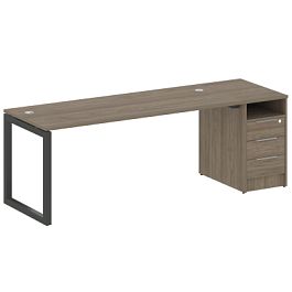 Metal System Quattro Р. ст. с тумбой на О-образном м/к 50БО.РС-СТП-1.5 Вяз/Антрацит металл 2212*720*750 - Фото предпросмотра