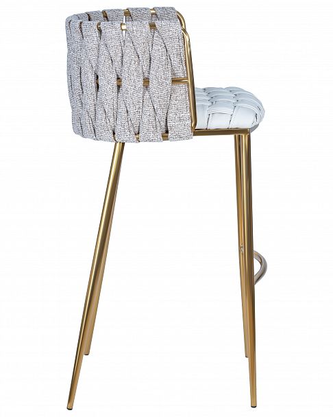 Стул барный DOBRIN EMMA GOLD (белый PU (T-01), белая ткань (F-49)) - Вид 3