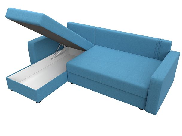 Диван угловой Ливерпуль Лайт левый угол Рогожка голубой - Вид 9