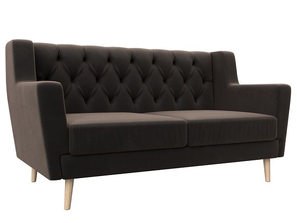 Прямой диван Брайтон 2 Люкс (полностью велюр коричневый) - Вид 1