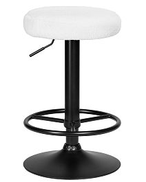 Табурет барный DOBRIN TEDDY BLACK (белый букле (13)) - Фото предпросмотра