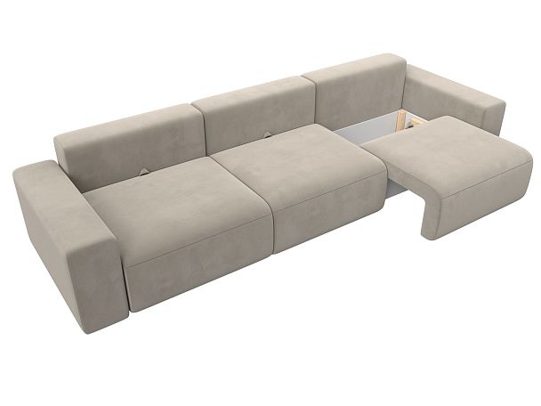 Диван прямой Лига-036 Классик Лонг Микровельвет бежевый - Вид 7