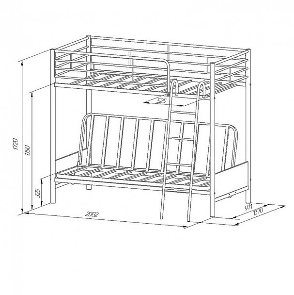 Двухъярусная кровать "Мадлен-2" серый - Вид 3