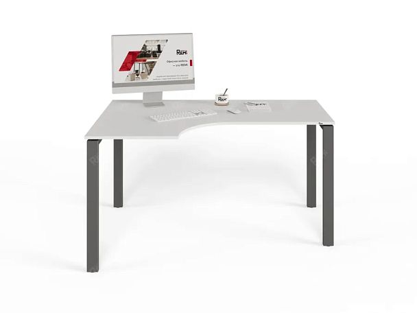 UNITY РМСУ9-14L БЕЛЫЙ Стол на металлокаркасе угловой левый 1400х900х750 - Вид 2