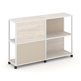 Shelf Mobile Стеллаж 3 уровня 2 секции VR.LT-STK-314.08 Денвер Светлый/Металл Белый/W-04 1570*400*1046 - Фото предпросмотра