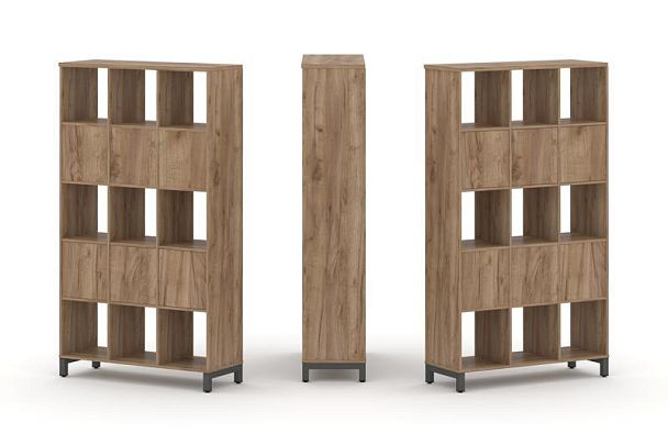 Стайл Проджект Набор стеллажа 2-х сторон., 5 яр. SN.NSD-531 Дуб Табак/Металл Антрацит 1121*400*1982 - Вид 1