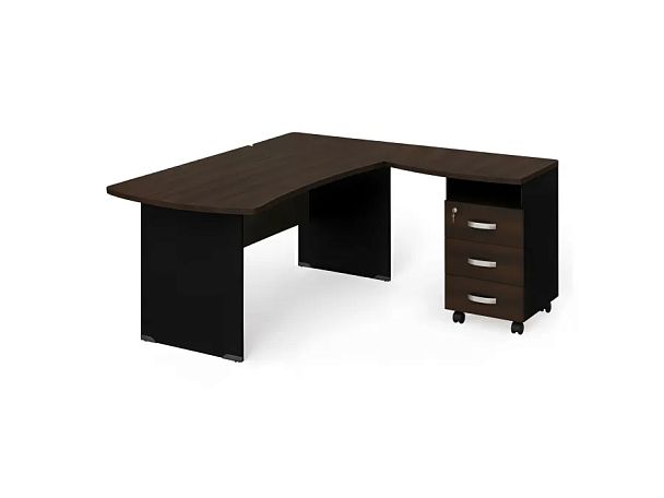 БЕРЛИН / BERLIN Угловое рабочее место правое 2000х1600х740 Венге/Черный - Вид 1