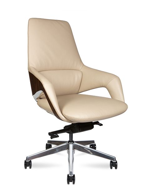 Кресло Шопен LB / бежевая кожа / алюминий крестовина - Вид 1