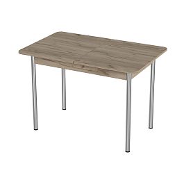Стол Лион 2 ЛДСП (Подстолье прямое хром(мет)) НЕ ВЫБИРАТЬ Дуб крафт серый - Фото предпросмотра