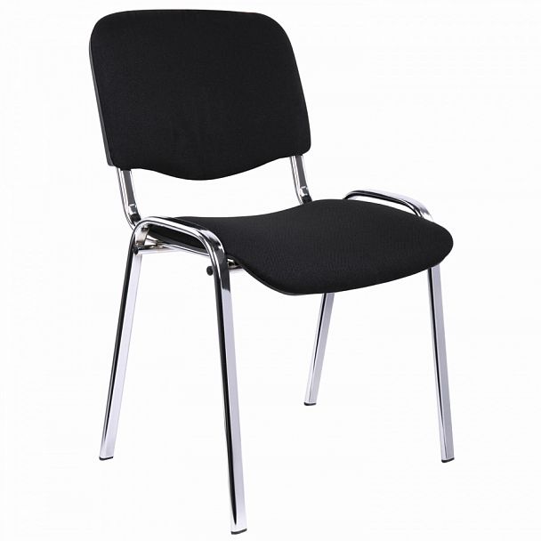 Стул для персонала и посетителей "ИЗО", хромированный каркас, ткань черная С-11, В-14 - Вид 1