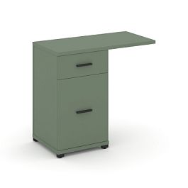 Concept Тумба приставная узкая 1 ящ.+1 распаш. фасад со свесом CN.TUS-003 B Кобо/Металл Черный 836*420*750 - Фото предпросмотра