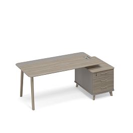 Стол руководителя правый комбинированный с тумбой малой тип 1 WOOD Time wood ТМ В2 106 ВЛ ВЛ/МП МП мокко премиум (корпус) / вяз либерти (столешница, топ, фасад) - Фото предпросмотра