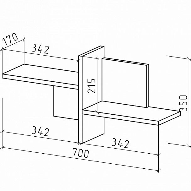 Полка навесная Лайт-6 - Вид 2