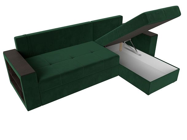Диван угловой Дубай Лайт угол правый (полностью велюр зеленый) - Вид 7