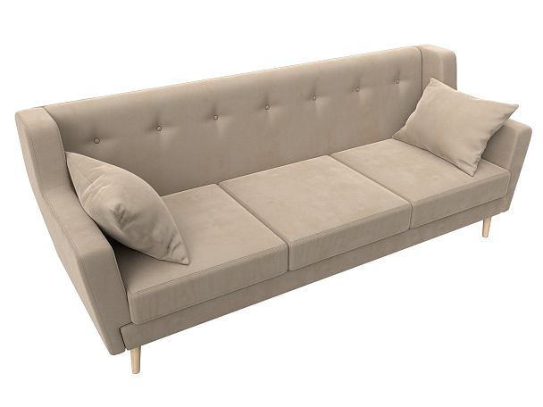 Прямой диван Брайтон 3 (полностью велюр бежевый) - Вид 5