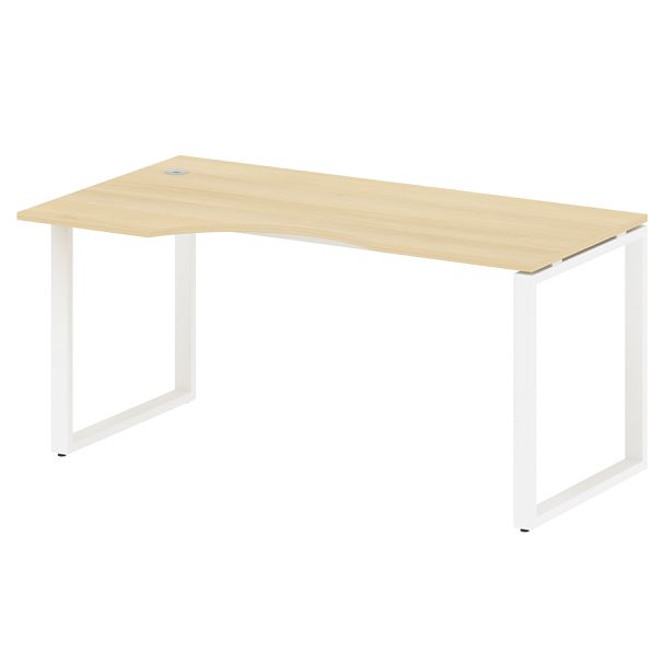 Metal System Стол криволинейный левый на О-образном м/к БО.СА-1 (L) Акация/Белый металл 1600*900*750 - Вид 1