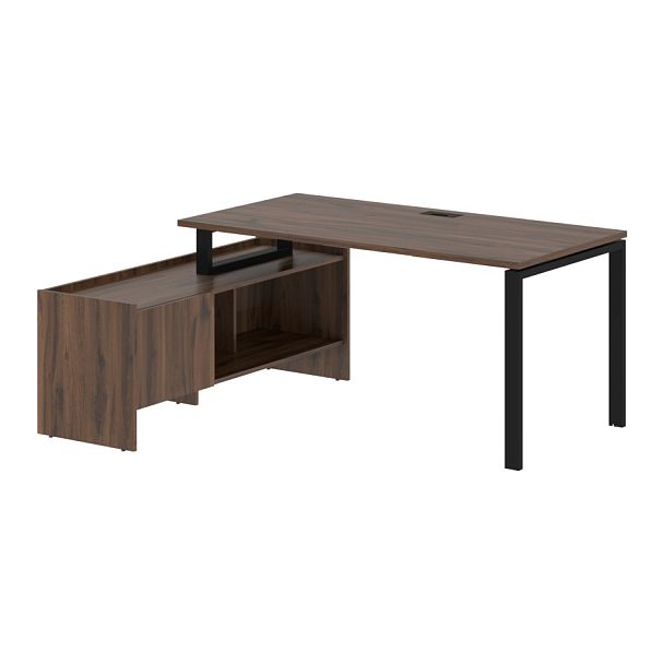 Стол с тумбой EUCT 17814 Дуб Денвер тёмный/Черный 1760х1400х750 EDIS - Вид 1