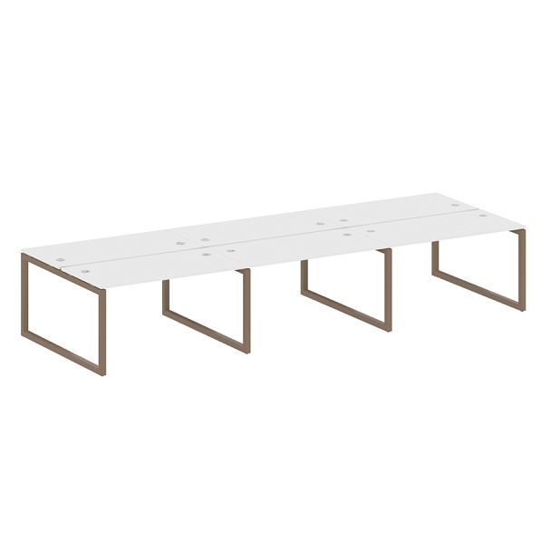 Metal System Quattro Р. ст. на 6 раб. места на О-образном м/к 50БО.СМ-6.3 Белый/Мокко металл 4200*1475*750 - Вид 1