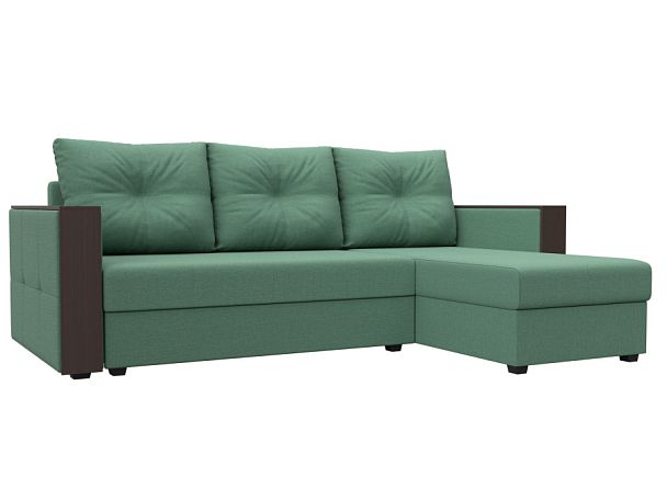 Диван угловой Валенсия Лайт правый угол Рогожка зеленый - Вид 1