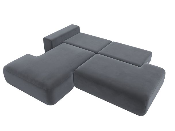 Диван угловой Лига-036 Модерн левый угол Велюр серый - Вид 4