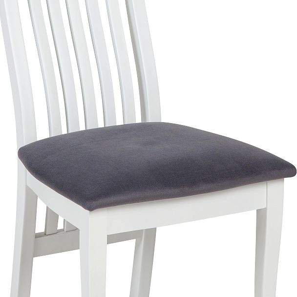 Стул деревянный с мягким сиденьем Альбен Белая эмаль/Серый велюр - Вид 12
