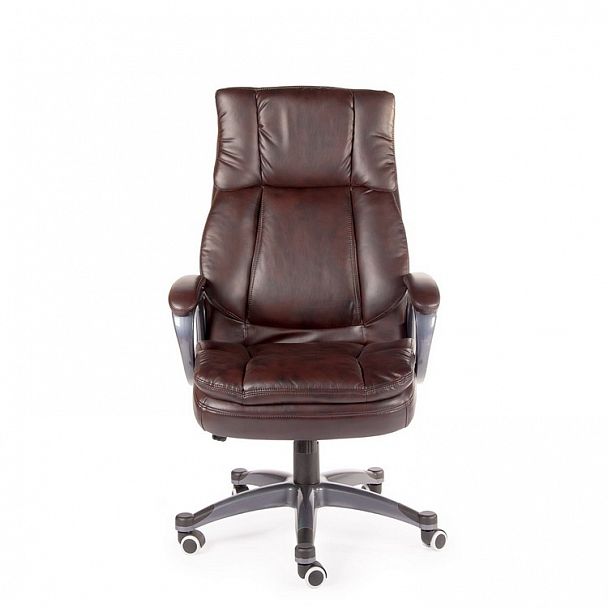 Кресло Мэдисон / (brown) серый пластик / темно-коричневая экокожа - Вид 2