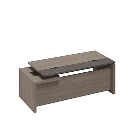 Стол руководителя с кабель-каналами с тумбой подвесной 2-ящичной с замком правый U.RUS РС 114 ДЧ/ЛС дуб виченца/лава серая - Фото предпросмотра