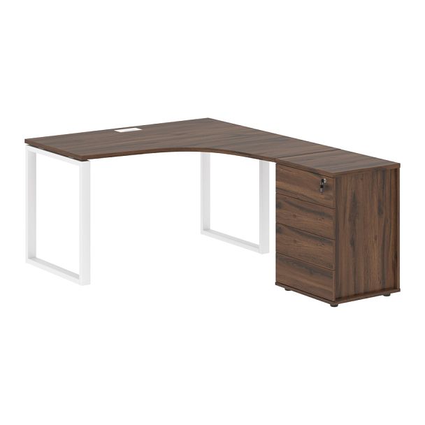 Стол эргономичный с тумбой EQCET 1318(R) Дуб Денвер тёмный/Белый 1360х1880х750 EDIS - Вид 1