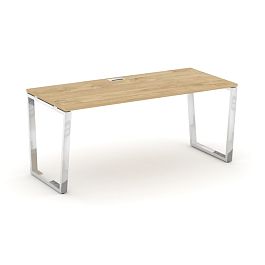 Style Project Direct Lux Стол письменный M-SN-6T2.SR-023.M Тиквуд Светлый/Нержавеющая Сталь/Хром 1380*800*750 - Фото предпросмотра