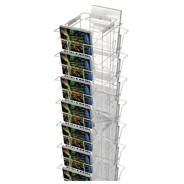 Стойка напольная для рекламных материалов (188х54х54 см), на 32 лотка, сетчатая, вращающаяся, белая, А-29-ТМ - Вид 6