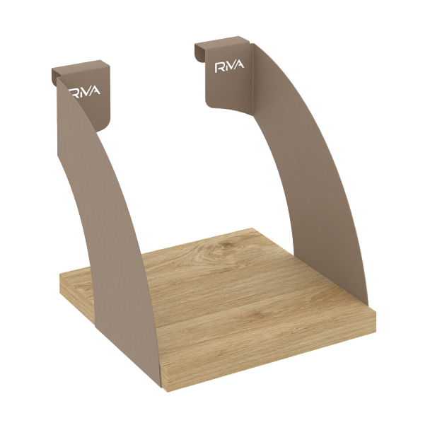 Навесные полки. Кронштейны+ЛДСП полка 200мм MAN-41-2 Тиквуд светлый/Мокко металл 200*220*200 - Вид 1